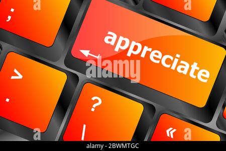 Computer keyboard keys with appreciate word on it Stock Photo