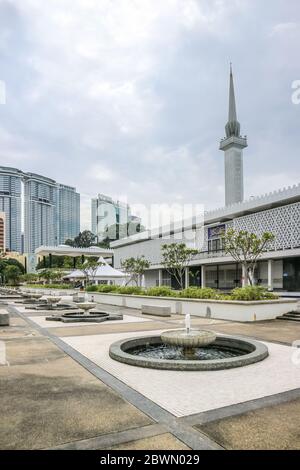 KUALA LUMPUR, MALAYSIA - NOVEMBER 28, 2019: National Mosque Masjid Negara in Kuala Lumpur, Malaysia at summer day