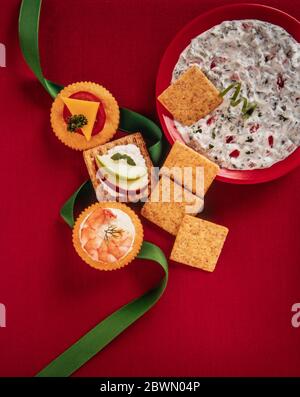 Holiday Crackers and Dip Stock Photo