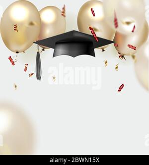 Graduation party photo booth props. Concept for selfie. Stock Vector