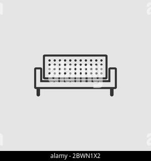 Sofa icon flat. Black pictogram on grey background. Vector illustration symbol Stock Vector