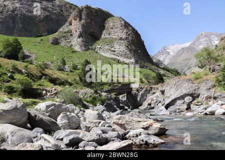 Beautiful river of calm waters that pass between mountains Stock Photo