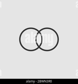 Wedding rings icon flat. Black pictogram on grey background. Vector illustration symbol Stock Vector