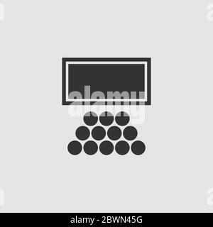 Cinema icon flat. Black pictogram on grey background. Vector illustration symbol Stock Vector