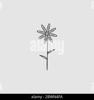 Flower icon flat. Black pictogram on grey background. Vector illustration symbol Stock Vector