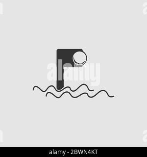 Periscope icon flat. Black pictogram on grey background. Vector illustration symbol Stock Vector