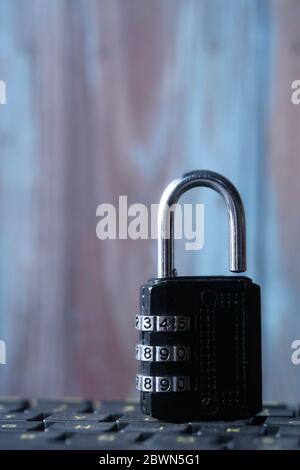 Padlock on keyboard . Internet data privacy information security concept Stock Photo