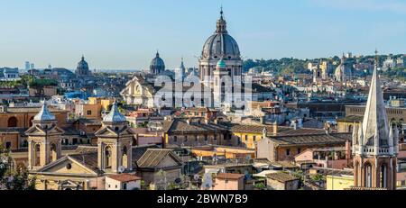 Good Morning Rome - A panoramic view of north skyline of  the historical centre of Rome on a clear sunny October morning. Rome, Italy.