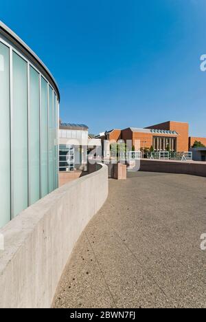 View of Meany Hall of the Performing Arts in the University District, Washington State. Stock Photo