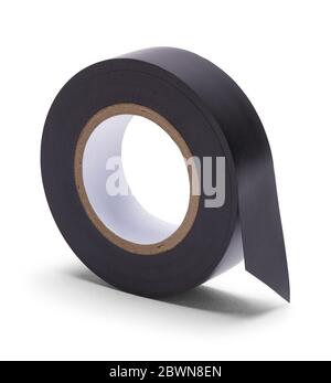 Roll of Black Electrical Tape Isolated on White. Stock Photo
