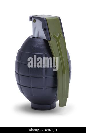 Toy Plastic Grenade Isolated on White Background. Stock Photo