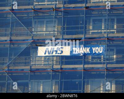 Coronavirus (Covid19) thank you message on construction works to the National Health Service, Croydon, Greater London, England, United Kingdom, Europe Stock Photo