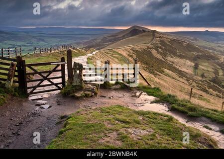 The Peakland Ridge at Dawn, Castleton, Derbyshire, England (4) Stock Photo
