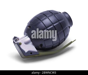 Toy Plastic Grenade Isolated on White Background. Stock Photo