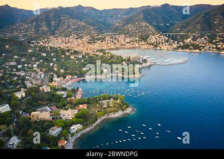 Amazing sunset in a small italian town Santa Margherita Ligure, near Portofino, Italy Stock Photo