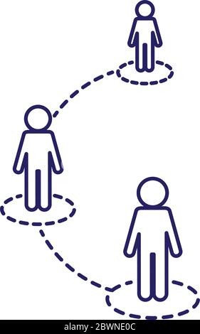 Social distancing between human avatars with ban line style icon design ...