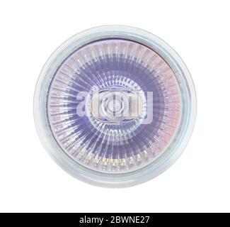 Halogen Light Bulb Front Cut Out on White. Stock Photo
