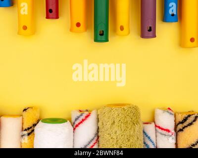Handle and rollers for painting works. The tool of the painter. Stock Photo