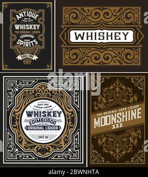 Set of 4 vintage cards. Vector layered Stock Vector