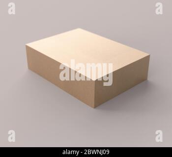 Kraft Box Closed Mockup Isolated Stock Photo