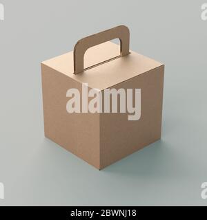 Kraft box Mockup with Handle Stock Photo