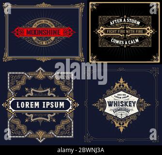 Set of 4 vintage cards. Vector layered Stock Vector