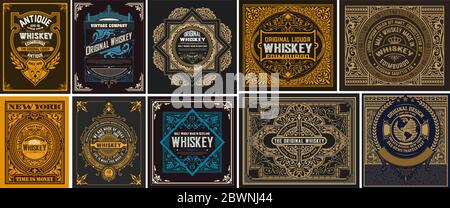 Mega set of 10 vintage labels. Vector layered Stock Vector