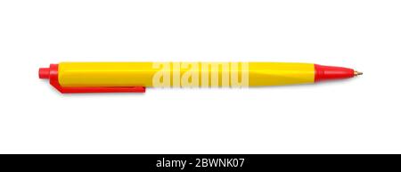 Plastic Triangle Ball Point Pen Isolated on White Background. Stock Photo