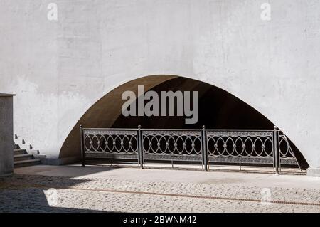 Architectural elements arch and steps.Arch and grille. Stock Photo