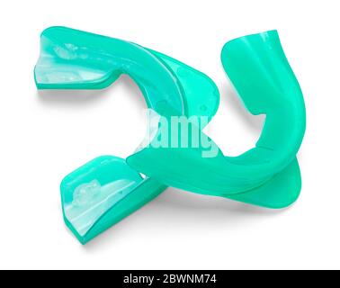 Two Green Teeth Whiening Guards Isolated on White. Stock Photo
