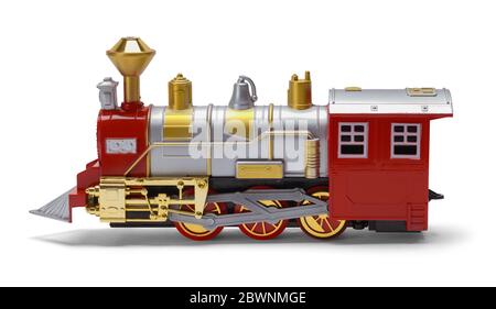Toy Steam Train Locomotive Isolated on White. Stock Photo