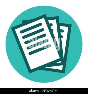 Round icon with office papers. Stock Vector