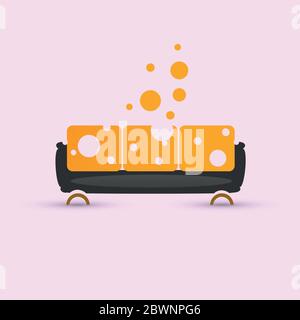 Vector trendy sofa yellow with white circles background Stock Vector