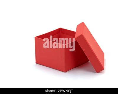Red empty cardboard box against white background Stock Photo