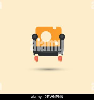 Yellow trendy sofa with white circles background Stock Vector