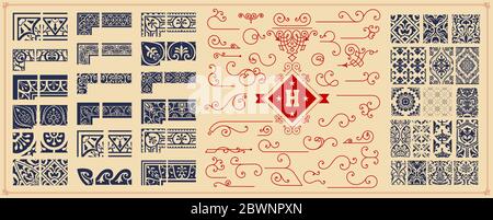 Mega set of Seamless Patterns and accents Stock Vector