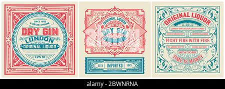 Set of 3 vintage labels. Vector layered Stock Vector