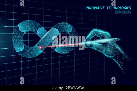 Devops software development operations infinity symbol. Programmer management laser system life cycle quality. Coding building testing release Stock Vector