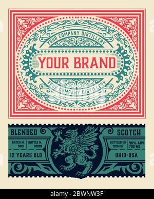 Vintage Gin label. Vector layered Stock Vector