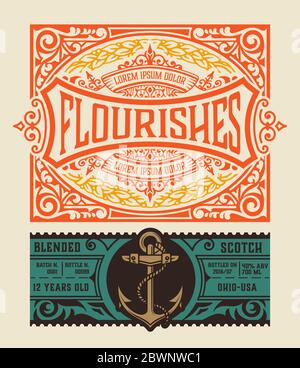 Vintage Gin label. Vector layered Stock Vector