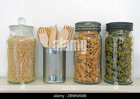 Reusable Glass Bottles On Table Sustainable Lifestyle Zero Waste Grocery  Shopping And Storage Concept Stock Photo - Download Image Now - iStock