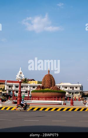 Durian Roundabout, Kampot, Cambodia Stock Photo