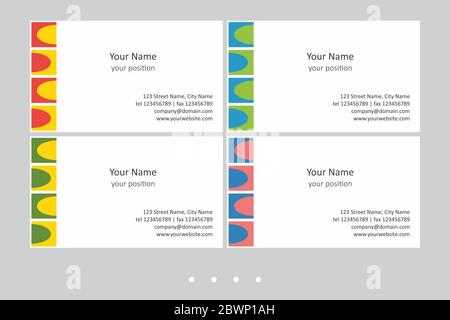 Set of multicolor business card templates. Simple geometric abstract design and attractive colors - just add your text. Stock Vector