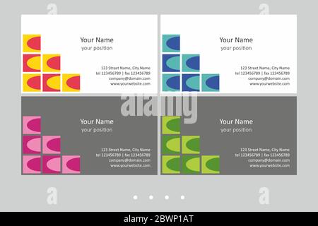 Set of multicolor business card templates. Simple geometric abstract design and attractive colors - just add your text. Stock Vector