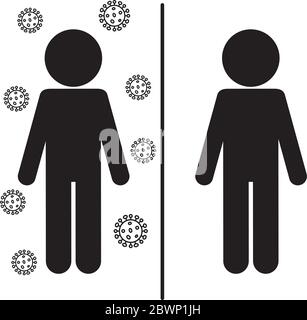 Social distancing between avatars silhouette style icon vector design ...