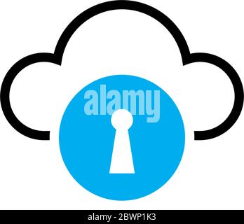 simple Logo Design Concept with Cloud and Keyhole icon Stock Vector
