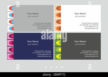 Set of multicolor business card templates. Simple geometric abstract design and attractive colors - just add your text. Stock Vector