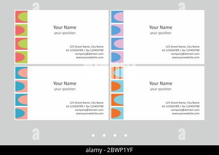 Set of multicolor business card templates. Simple geometric abstract design and attractive colors - just add your text. Stock Vector