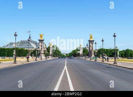 Esplanade des Invalides, Grand Palais and Pont Alexandre III - Paris, France Stock Photo
