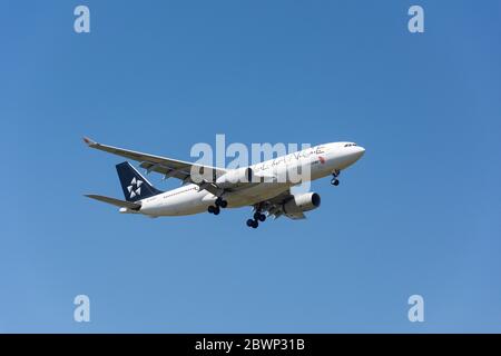 Air China Airbus A330-243 aircraft landing at London Heathrow Airport, London Borough of Hillingdon, Greater London, England, United Kingdom Stock Photo